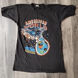 American World Music Festival 80s Concert Original T-Shirt Van Halen Aerosmith
